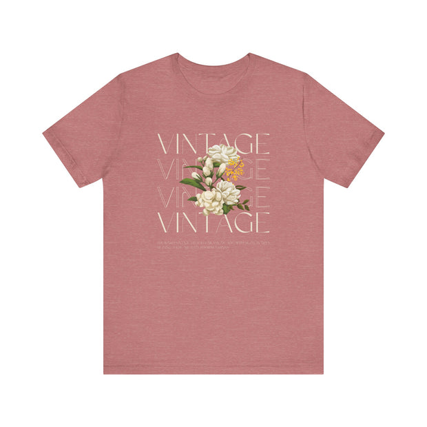 Short Sleeve - Floral Print T-shirt - GlassyTee