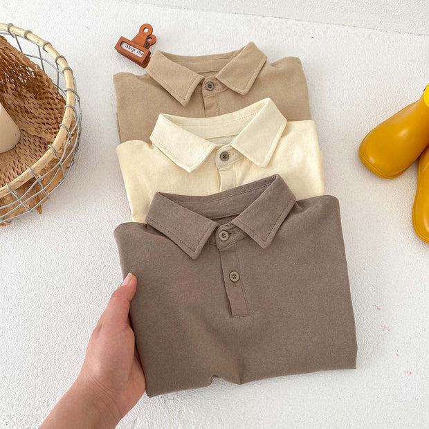 Summer New Arrival Kids Boys Soft Comfortable Short Sleeves Thin Solid Color Turndown Collar Polo Shirt-4