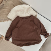 Baby Boy And Girl Solid Color O-Neck Pullover Tops In Spring-9