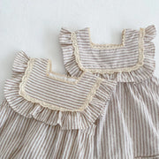 Baby Striped Pattern Sleeveless Princess Dress & Onesies-9